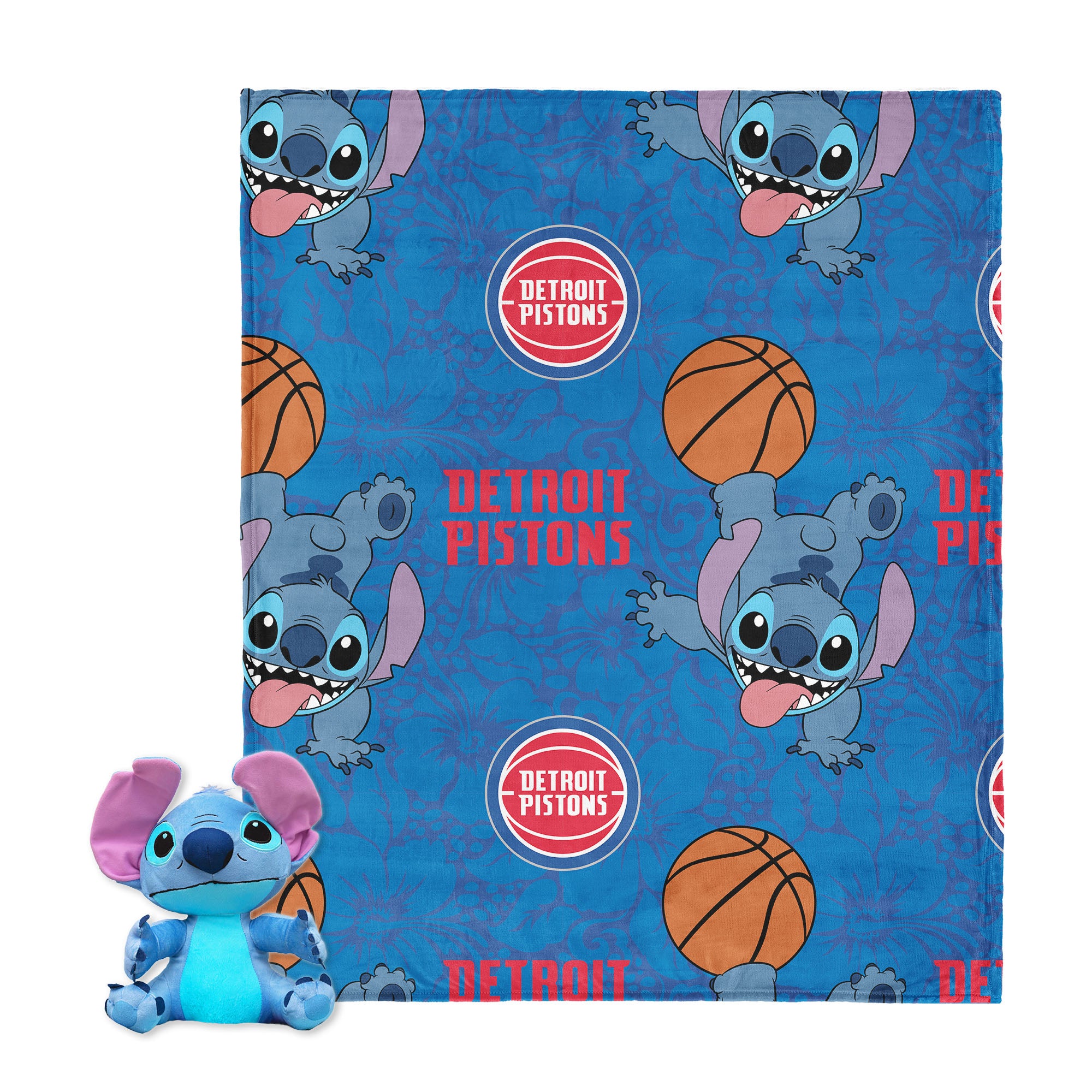 NBA Detroit Pistons Spin Stitch Hugger Pillow & Silk Touch Throw Blanket Set 40x50 Inches