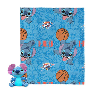 NBA Oklahoma City Thunder Spin Stitch Hugger Pillow & Silk Touch Throw Blanket Set 40x50 Inches