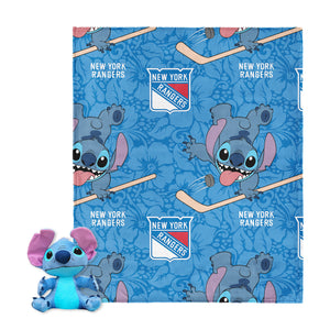 NHL New York Rangers Slapstick Stitch Hugger Pillow & Silk Touch Throw Blanket Set 40x50 Inches