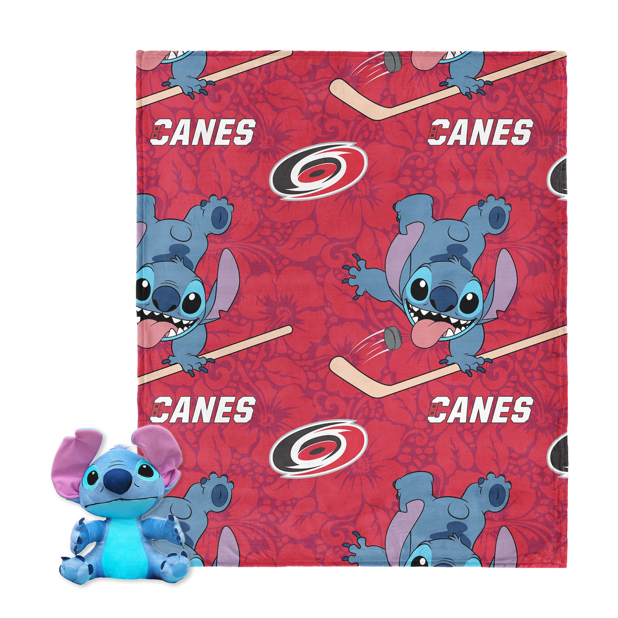 NHL Carolina Hurricanes Slapstick Stitch Hugger Pillow & Silk Touch Throw Blanket Set 40x50 Inches