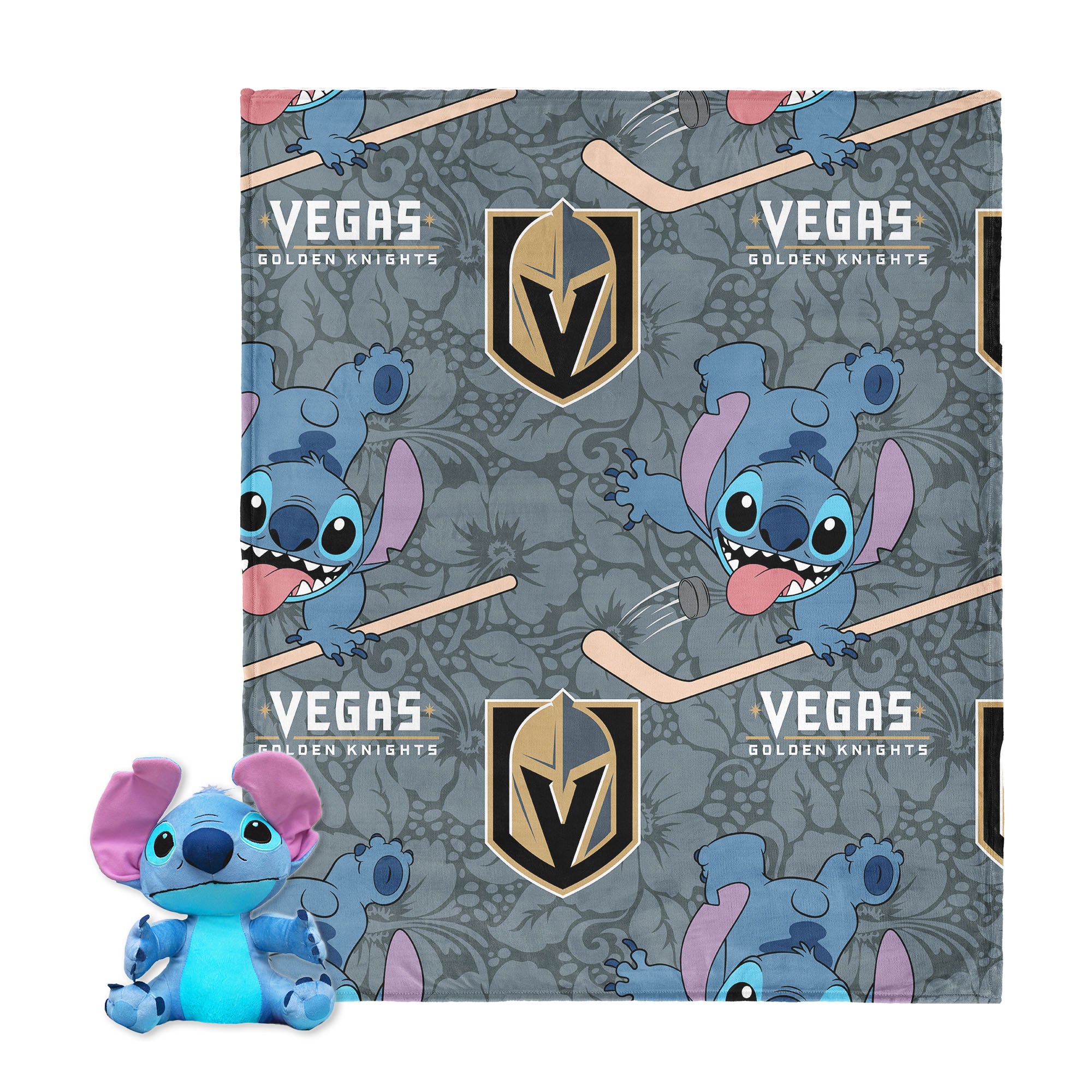NHL Vegas Golden Knights Slapstick Stitch Hugger Pillow & Silk Touch Throw Blanket Set 40x50 Inches