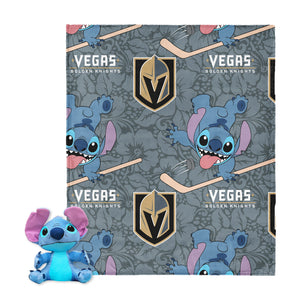 NHL Vegas Golden Knights Slapstick Stitch Hugger Pillow & Silk Touch Throw Blanket Set 40x50 Inches