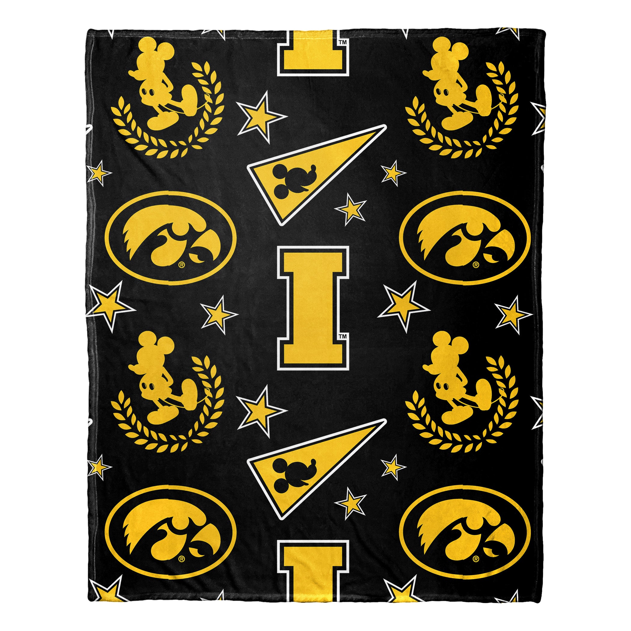 NCAA Iowa Hawkeyes Pennant Mickey Hugger Pillow & Silk Touch Throw Set