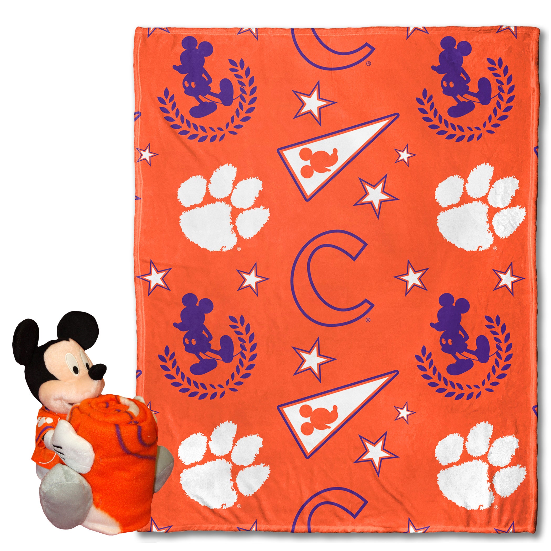 NCAA Clemson Tigers Pennant Mickey Hugger Pillow & Silk Touch Throw Set