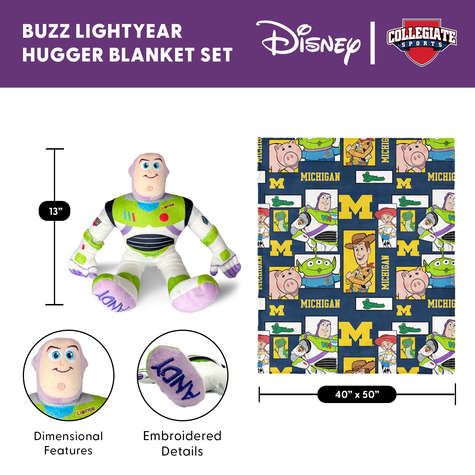 NCAA Michigan Wolverines Disney Toy Story Buzz Lightyear Cameo Hugger