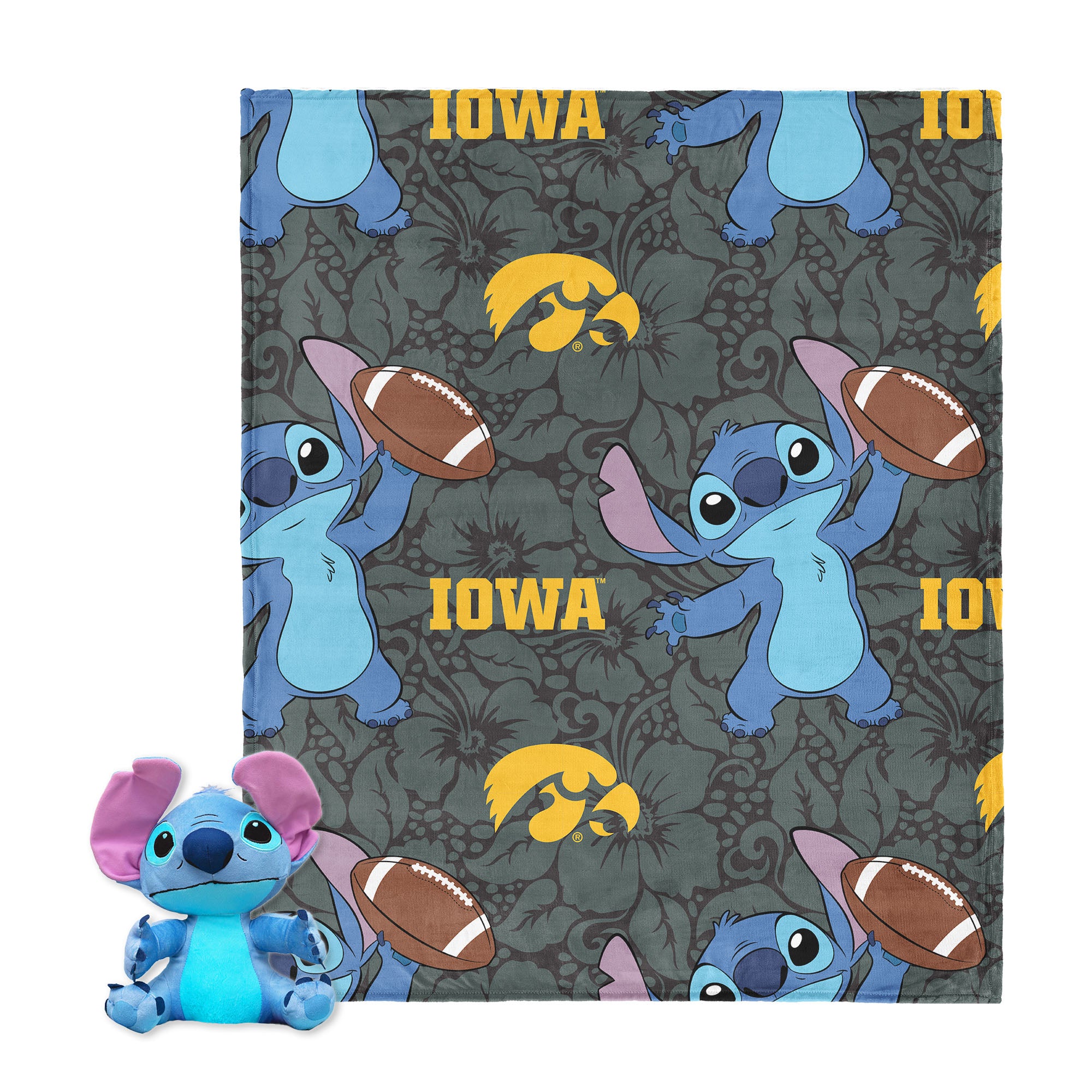 NCAA Iowa Hawkeyes Enroll Stitch Hugger Pillow & Silk Touch Throw Blanket Set 40x50 Inches