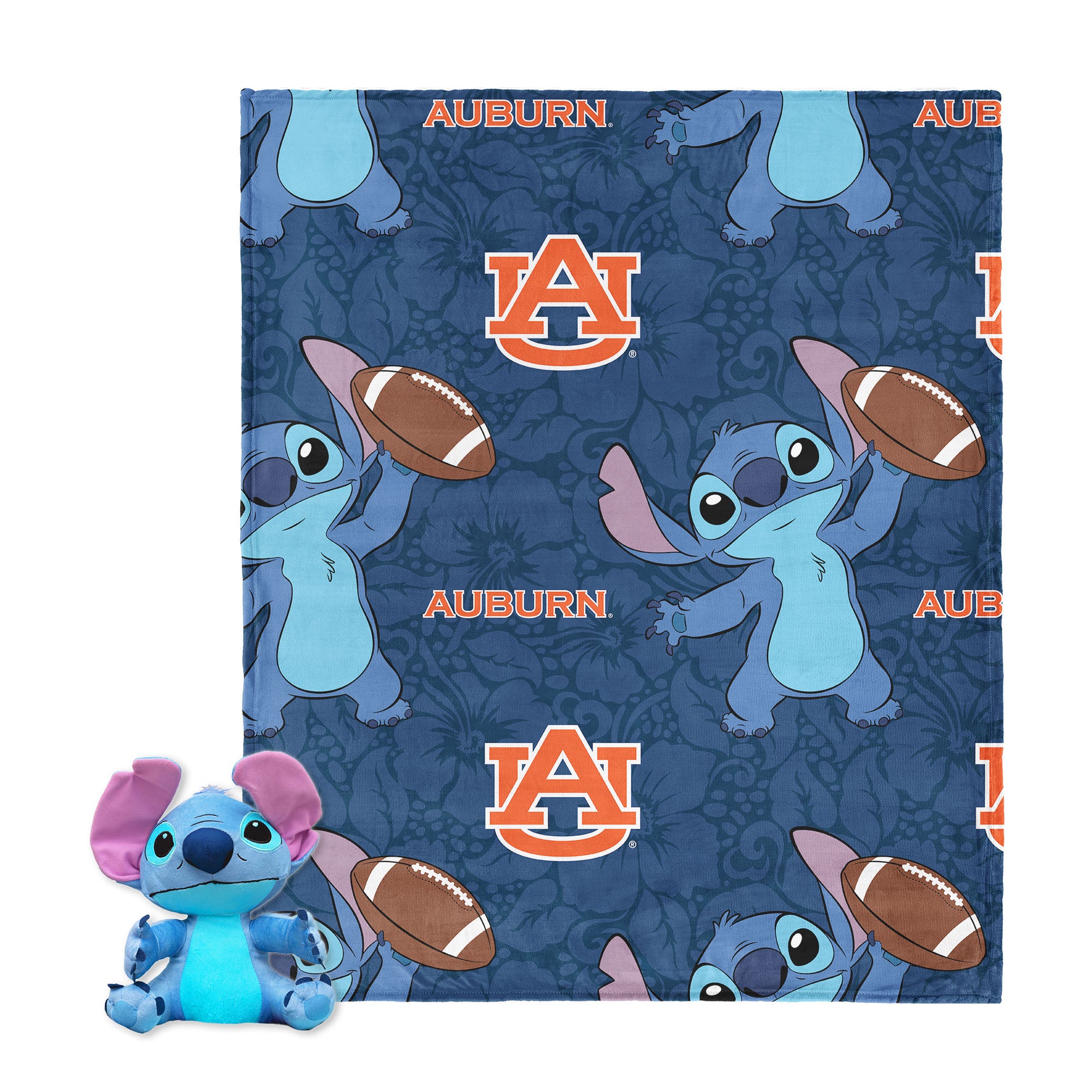 NCAA Auburn Tigers Enroll Stitch Hugger Pillow & Silk Touch Throw Blanket Set 40x50 Inches