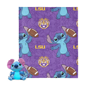 NCAA LSU Tigers Enroll Stitch Hugger Pillow & Silk Touch Throw Blanket Set 40x50 Inches
