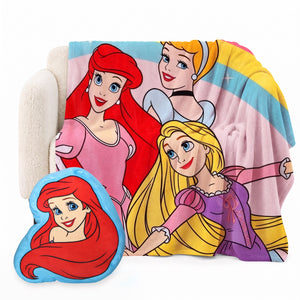 WNBA Disney Princesses Dream Big Girls Silk Touch Throw Blanket 50x60 inches and Hugger Set, 11 inches