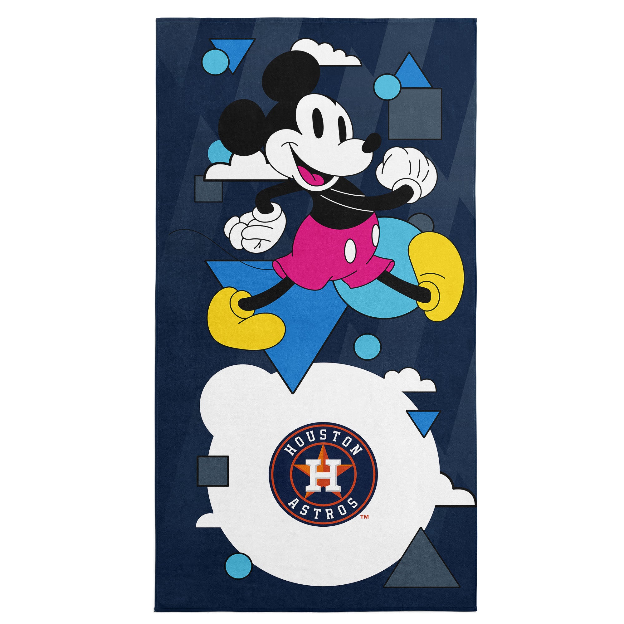 MLB Houston Astros Disney Mickey Mouse Good Vibes Navy Microfiber Beach Towel 30x60 inches