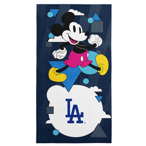 MLB Los Angeles Dodgers Disney Mickey Mouse Good Vibes Navy Microfiber Beach Towel 30x60 inches