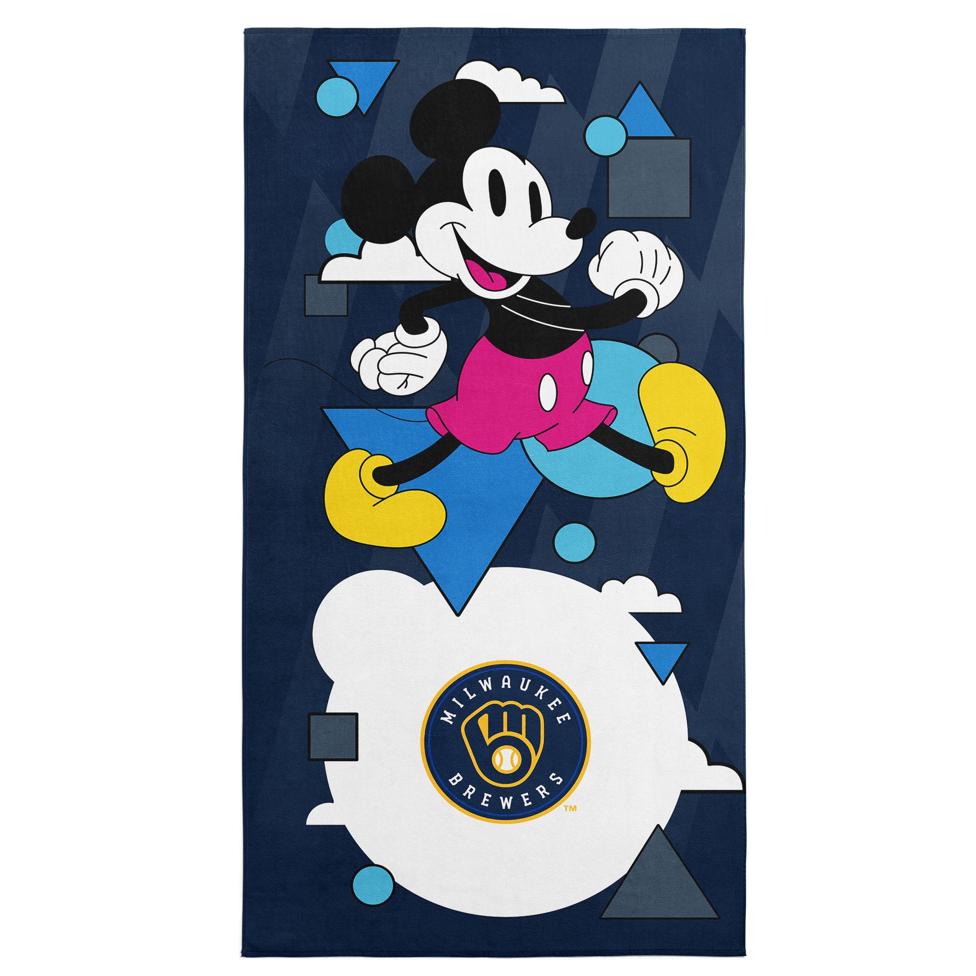 MLB Milwaukee Brewers Disney Mickey Mouse Good Vibes Navy Microfiber Beach Towel 30x60 inches