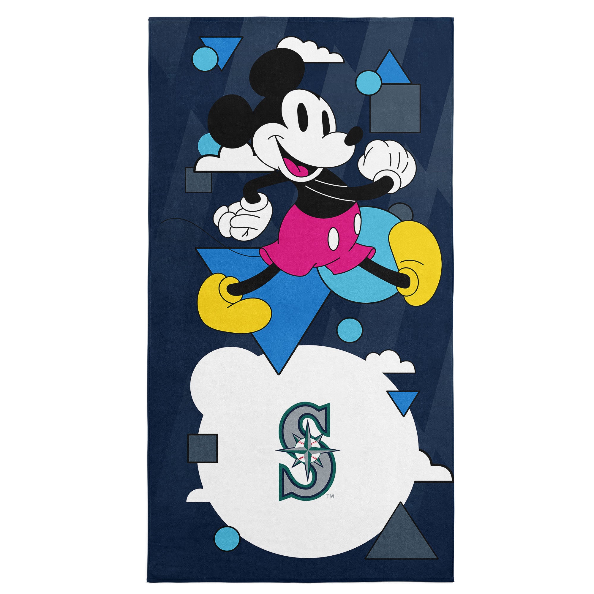 MLB Seattle Mariners Disney Mickey Mouse Good Vibes Navy Microfiber Beach Towel 30x60 inches