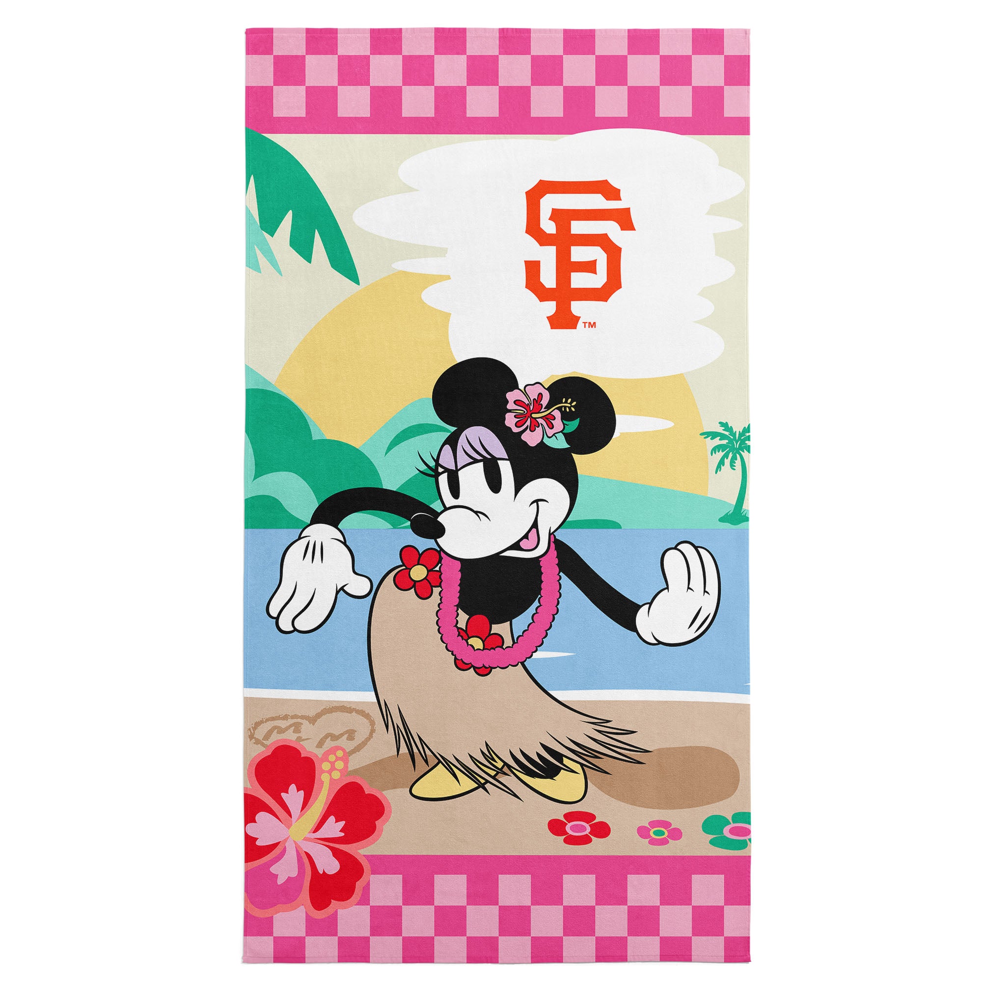 MLB San Francisco Giants Disney Minnie Mouse Beachy Check Pink Microfiber Beach Towel 30x60 inches