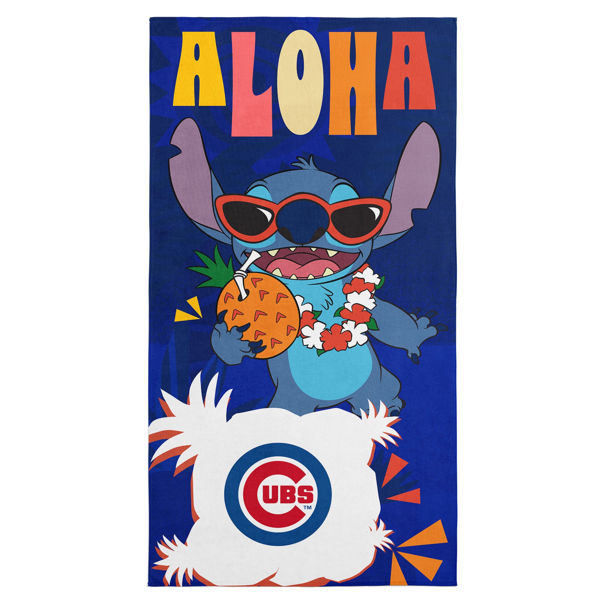 MLB Chicago Cubs Disney Lilo & Stitch Tropic Royal Microfiber Beach Towel 30x60 inches