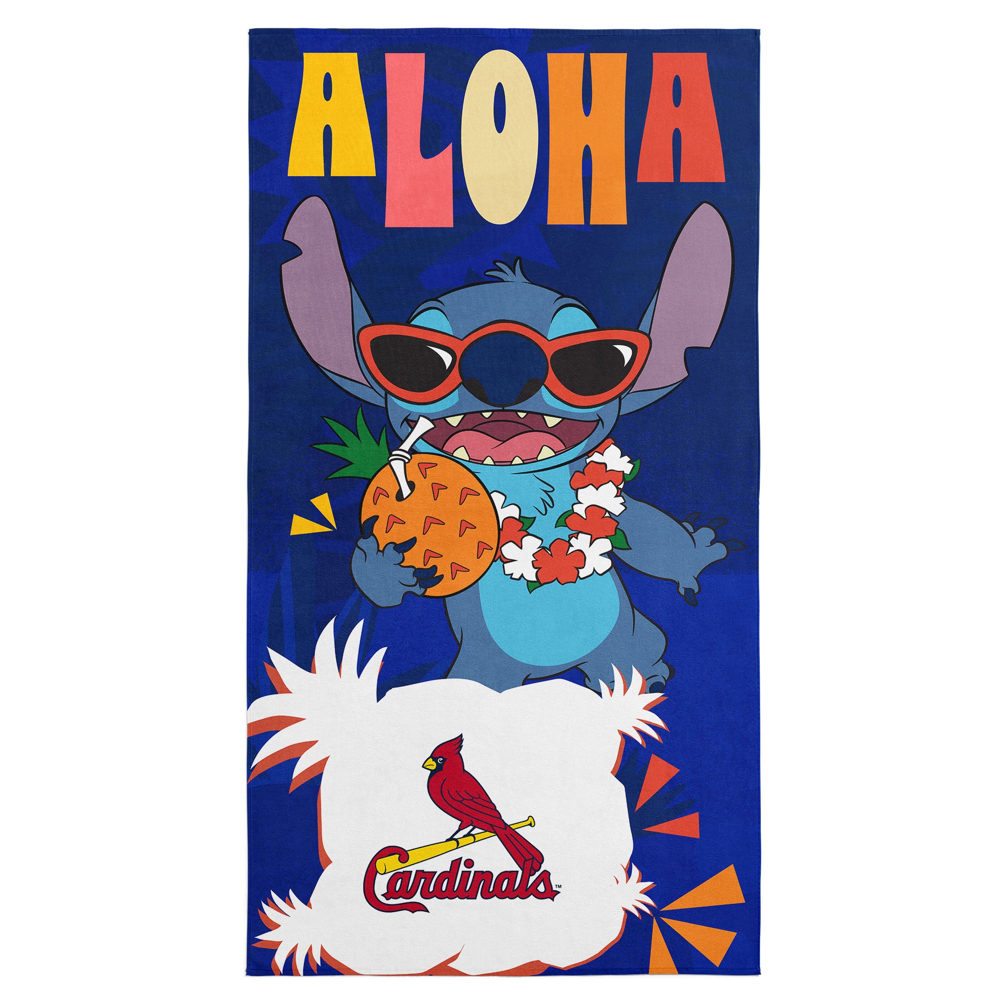 MLB St. Louis Cardinals Disney Lilo & Stitch Tropic Royal Microfiber Beach Towel 30x60 inches