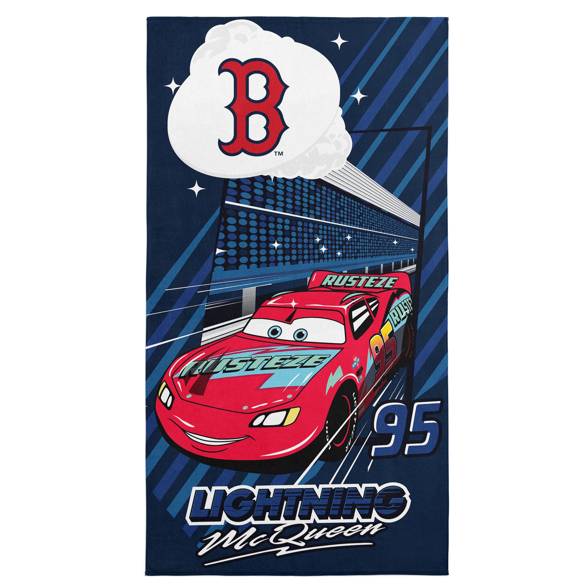 MLB Boston Red Sox Disney Cars Speedline Navy Microfiber Beach Towel 30x60 inches