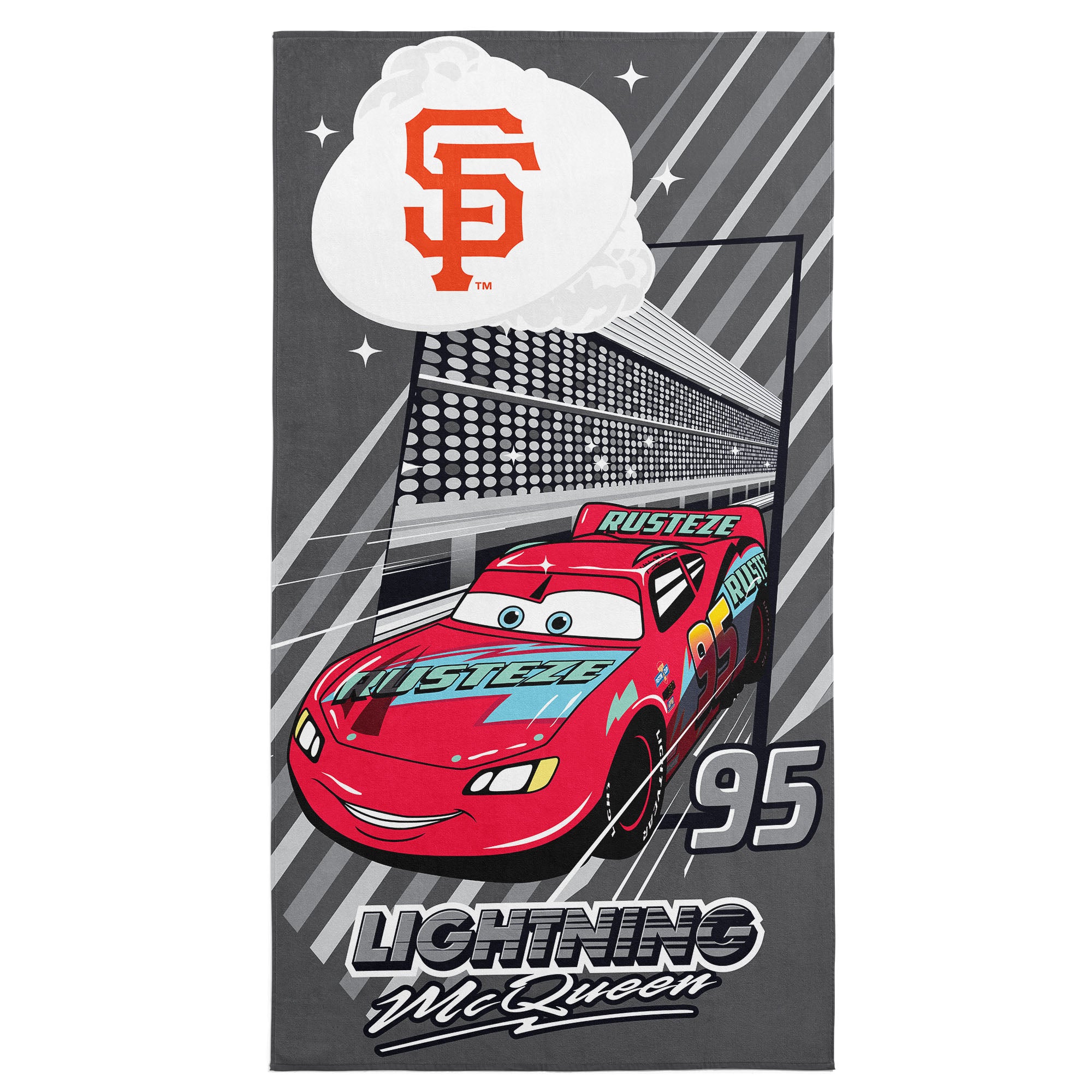 MLB San Francisco Giants Disney Cars Speedline Grey Microfiber Beach Towel 30x60 inches