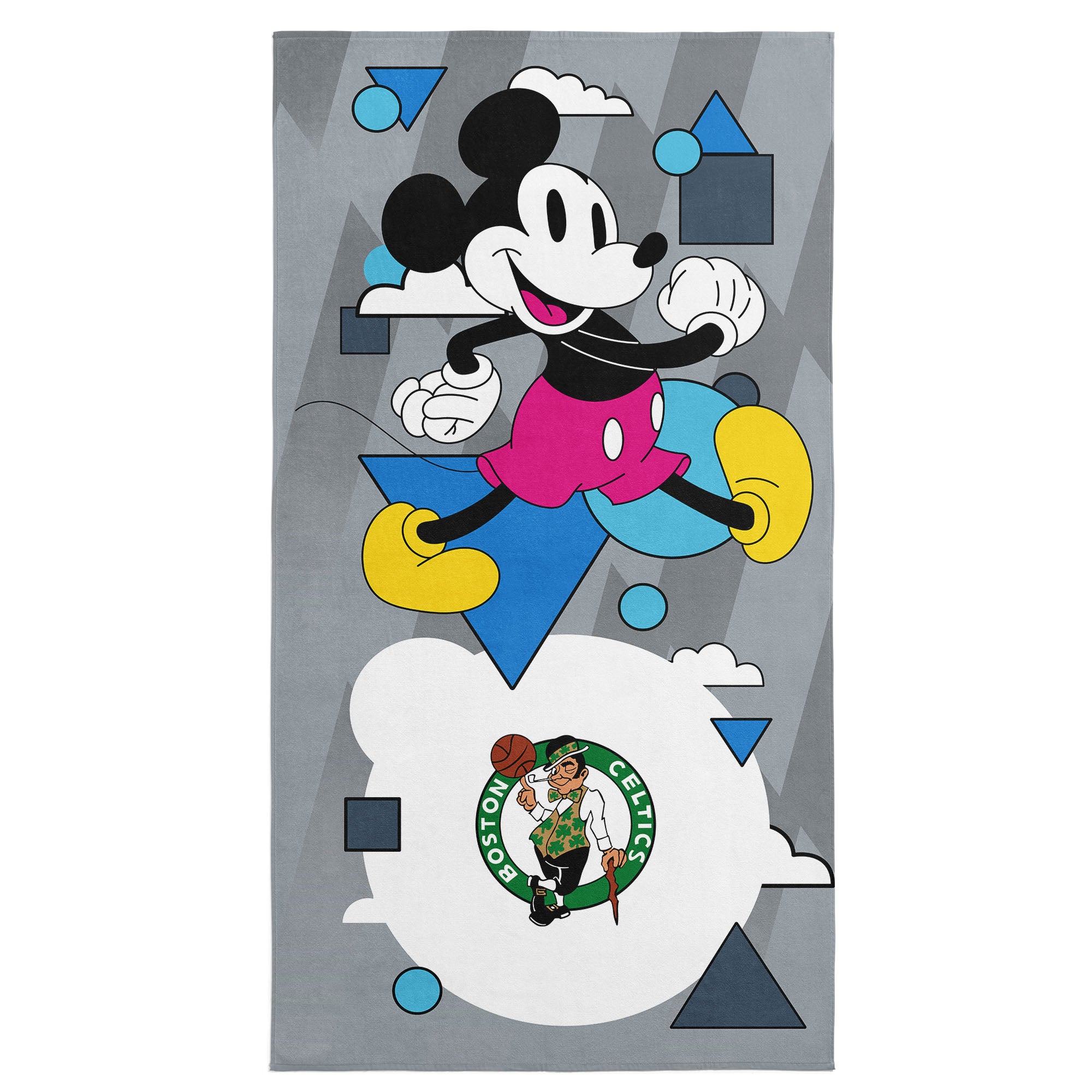NBA Boston Celtics Disney Mickey Mouse Good Vibes Grey Microfiber Beach Towel 30x60 inches