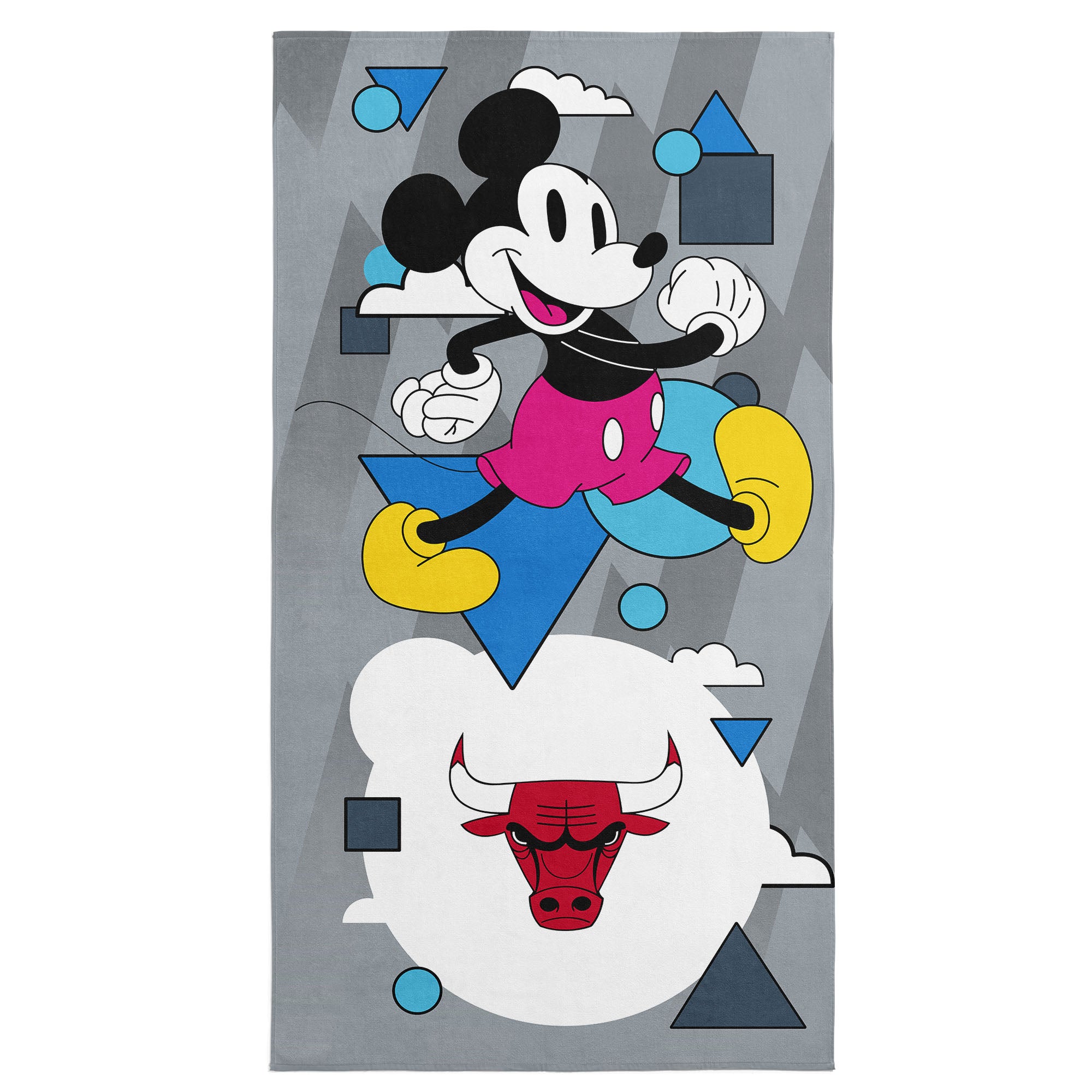 NBA Chicago Bulls Disney Mickey Mouse Good Vibes Grey Microfiber Beach Towel 30x60 inches
