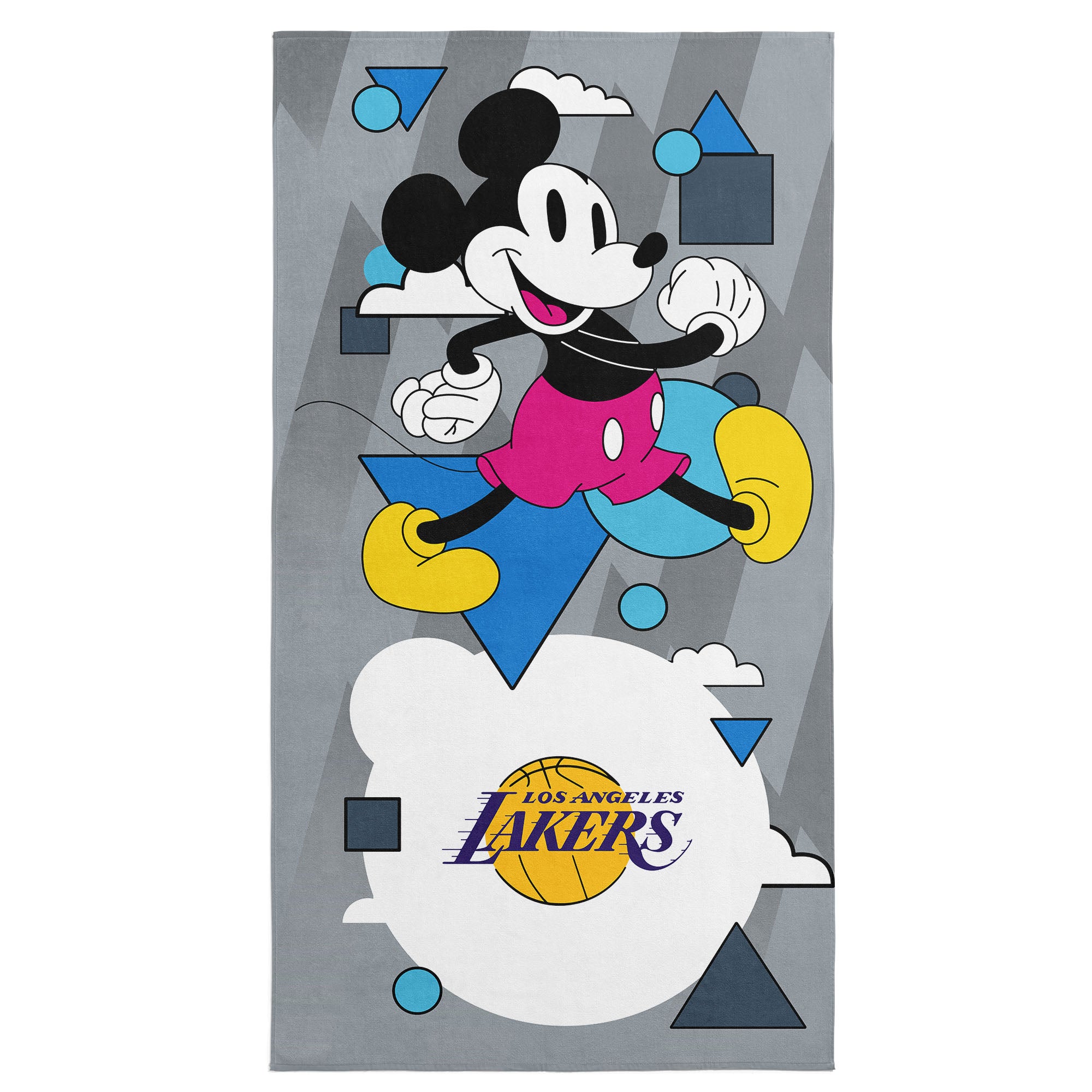 NBA Los Angeles Lakers Disney Mickey Mouse Good Vibes Grey Microfiber Beach Towel 30x60 inches