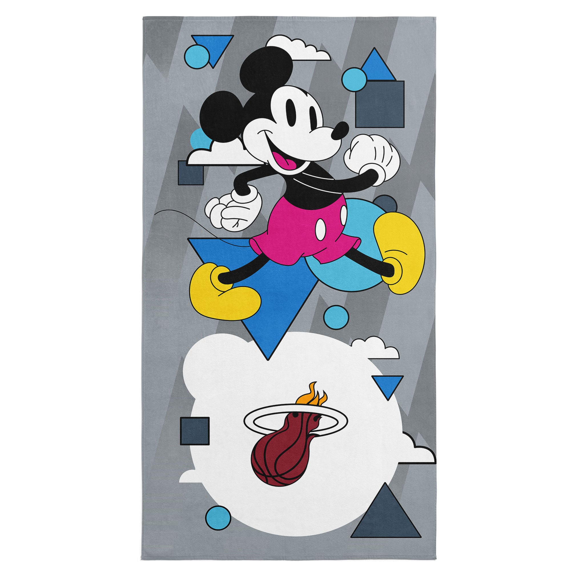 NBA Miami Heat Disney Mickey Mouse Good Vibes Grey Microfiber Beach Towel 30x60 inches