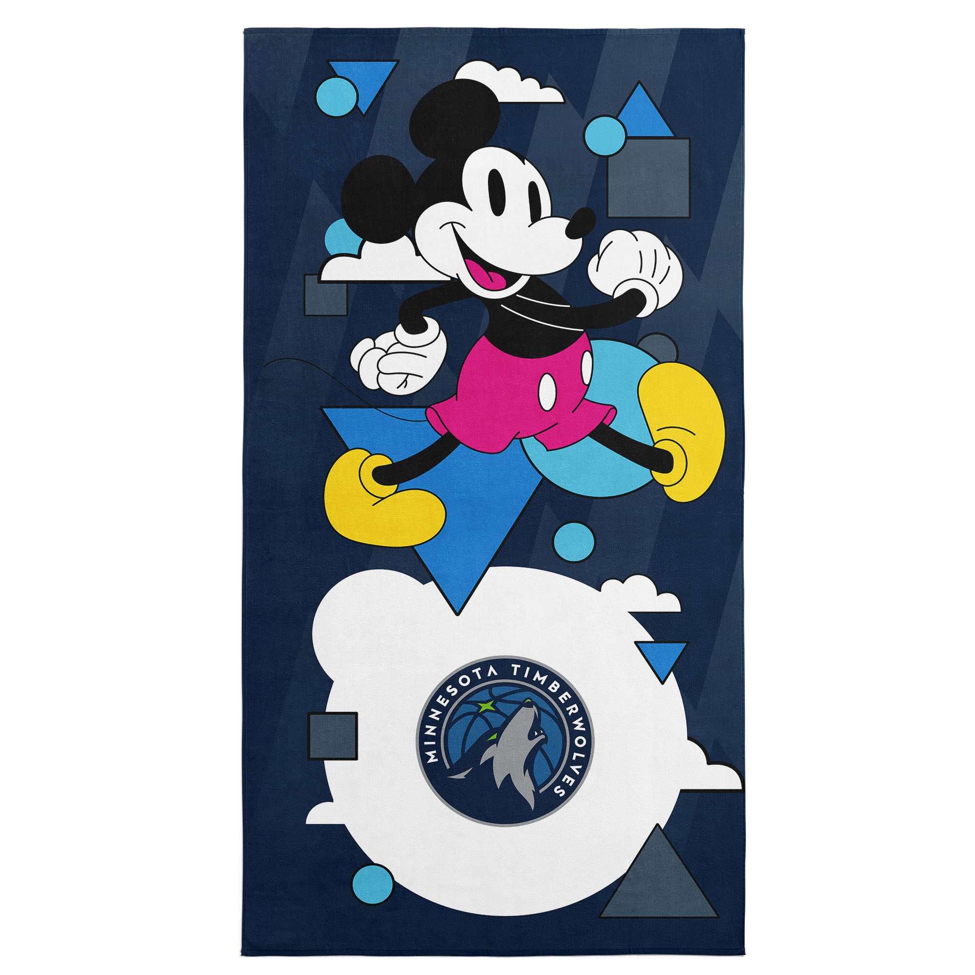 NBA Minnesota Timberwolves Disney Mickey Mouse Good Vibes Grey Microfiber Beach Towel 30x60 inches
