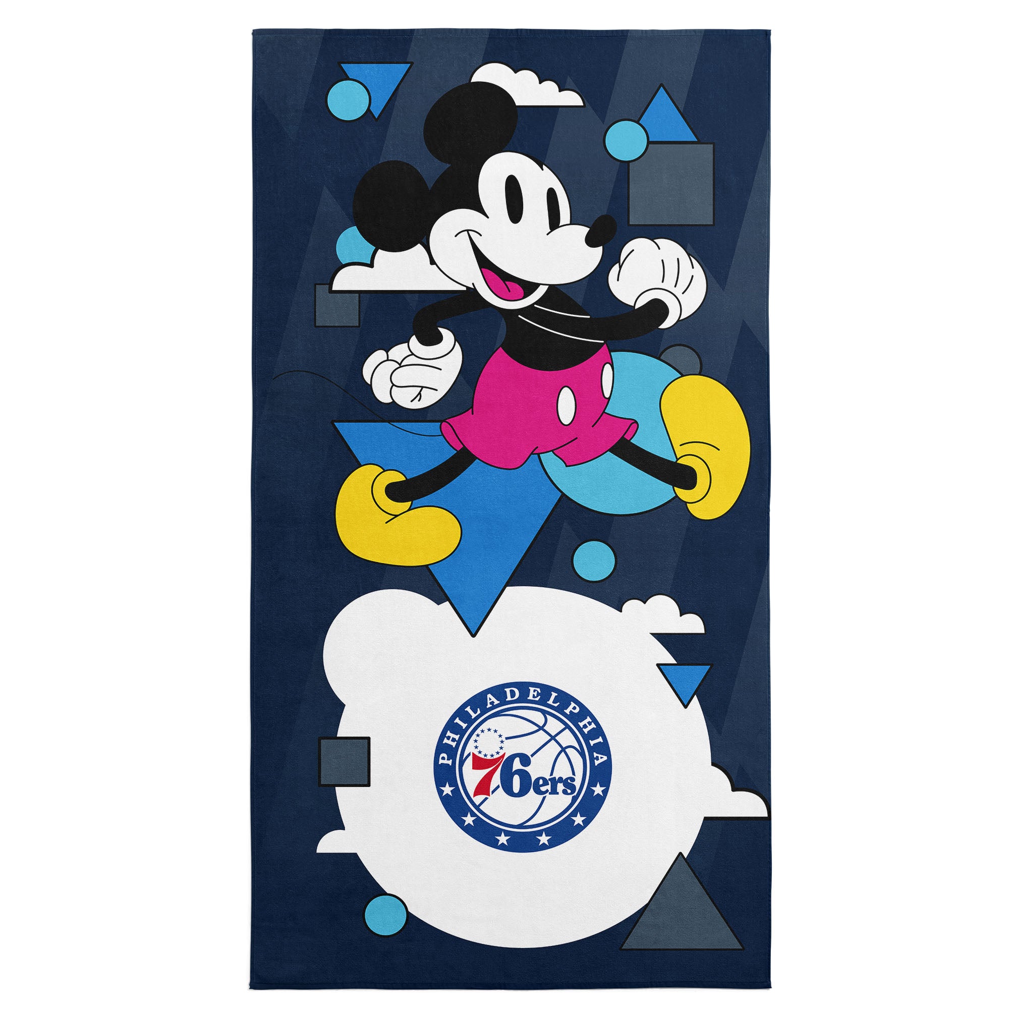 NBA Philadelphia 76ers Disney Mickey Mouse Good Vibes Navy Microfiber Beach Towel 30x60 inches