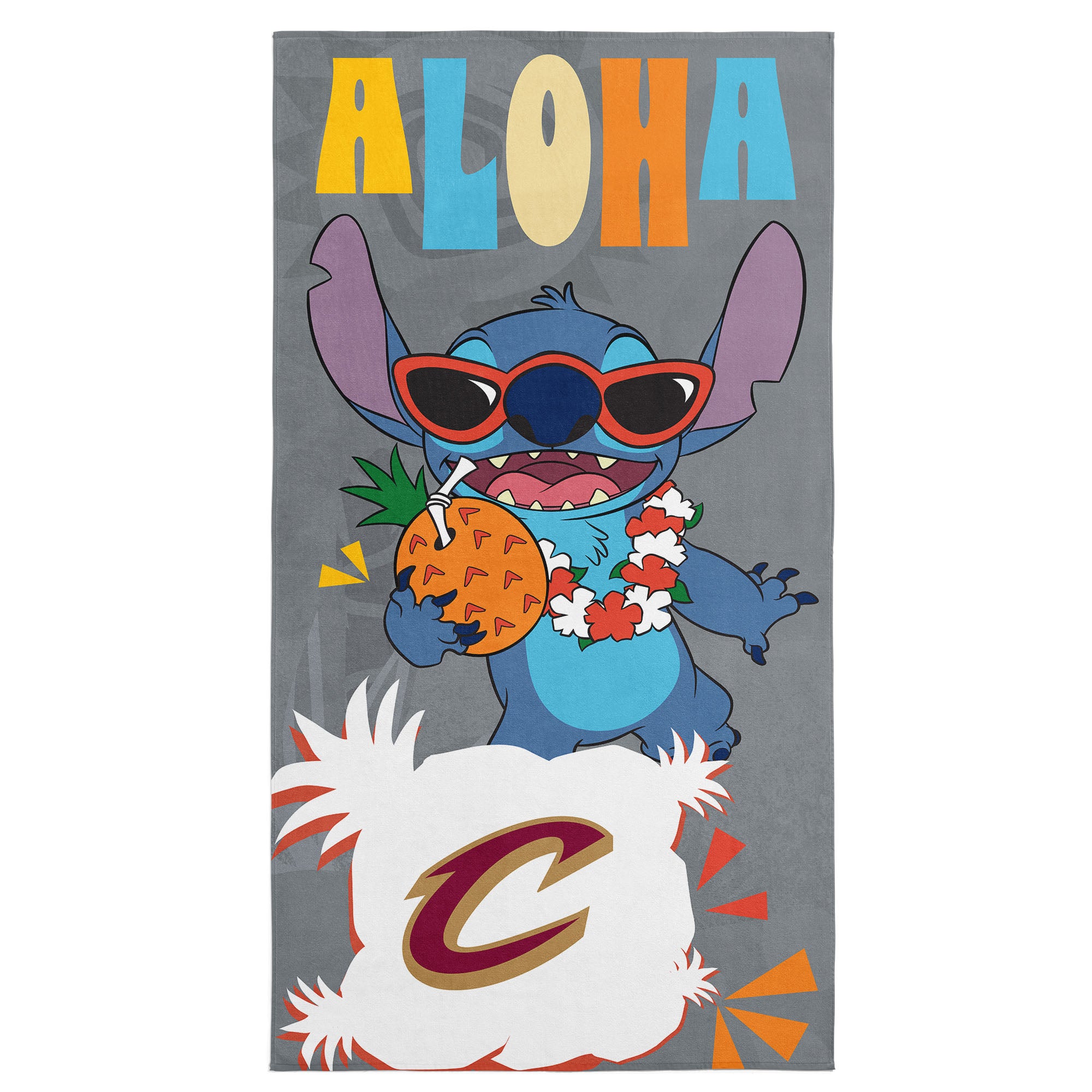 NBA Cleveland Cavaliers Disney Lilo & Stitch Tropic Royal Microfiber Beach Towel 30x60 inches