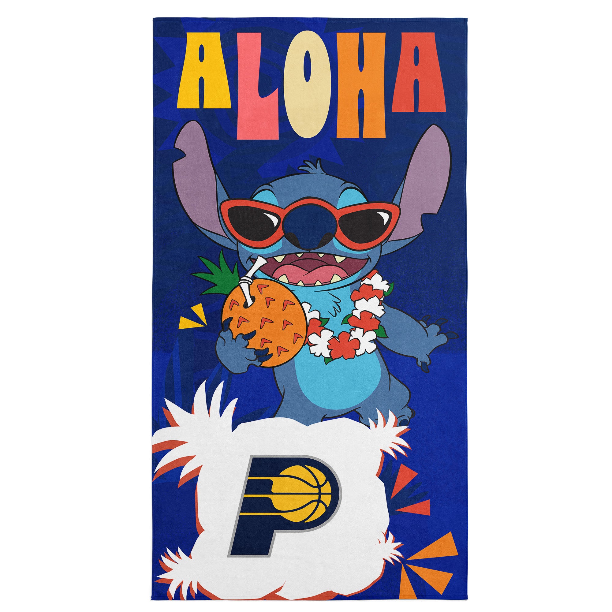 NBA Indiana Pacers Disney Lilo & Stitch Tropic Royal Microfiber Beach Towel 30x60 inches