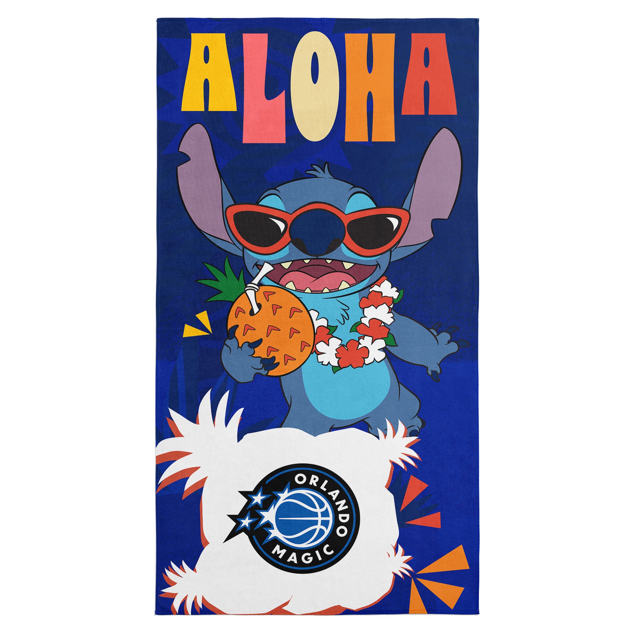 NBA Orlando Magic Disney Lilo & Stitch Tropic Royal Microfiber Beach Towel 30x60 inches