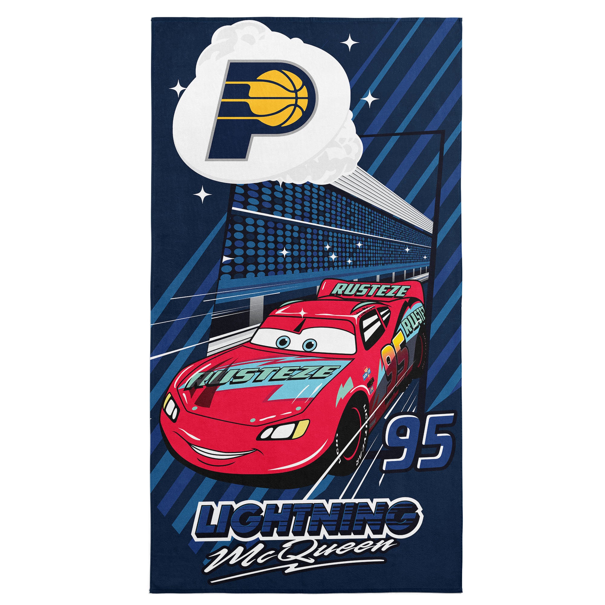NBA Indiana Pacers Disney Cars Speedline Navy Microfiber Beach Towel 30x60 inches