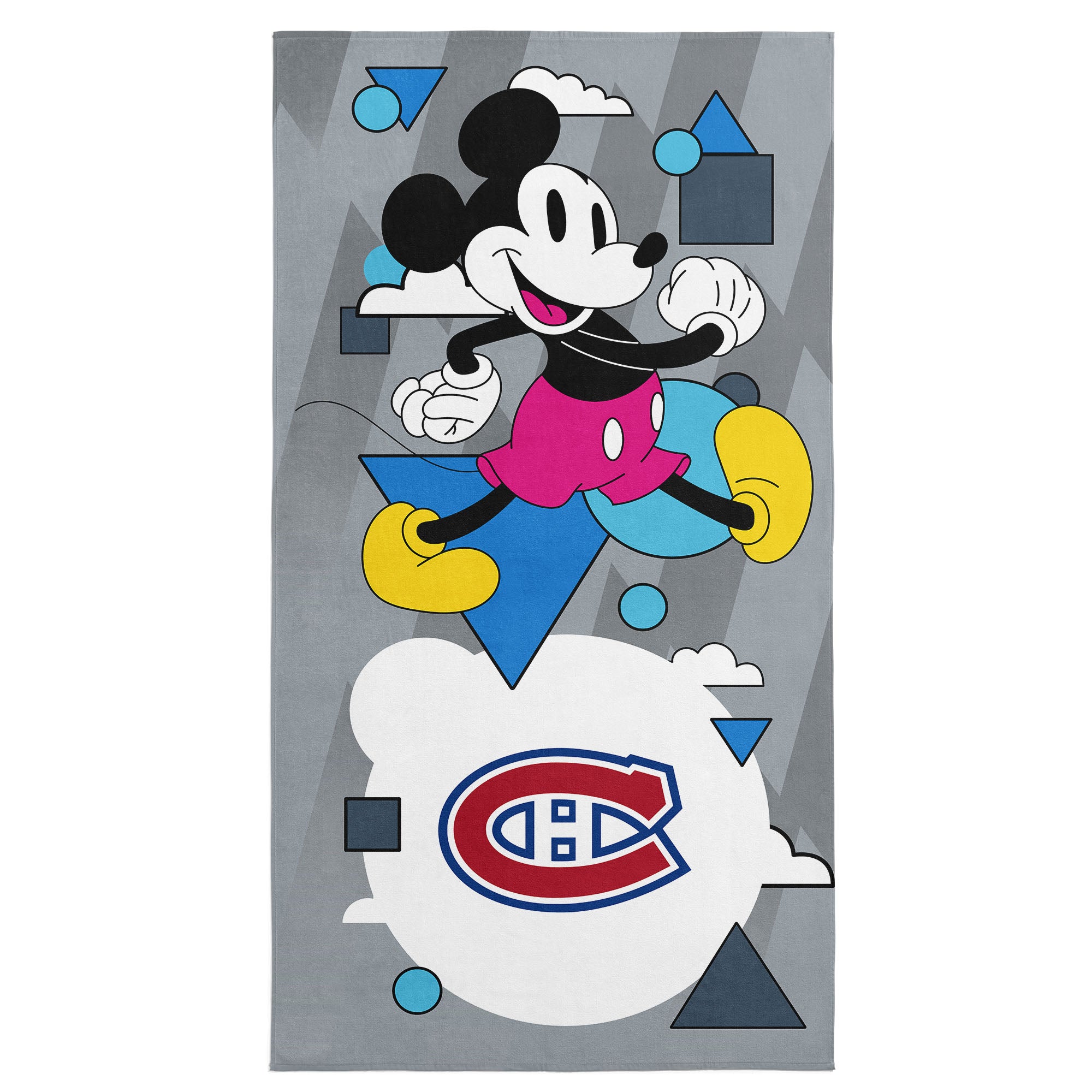 NHL Montreal Canadiens Disney Mickey Mouse Good Vibes Grey Microfiber Beach Towel 30x60 inches