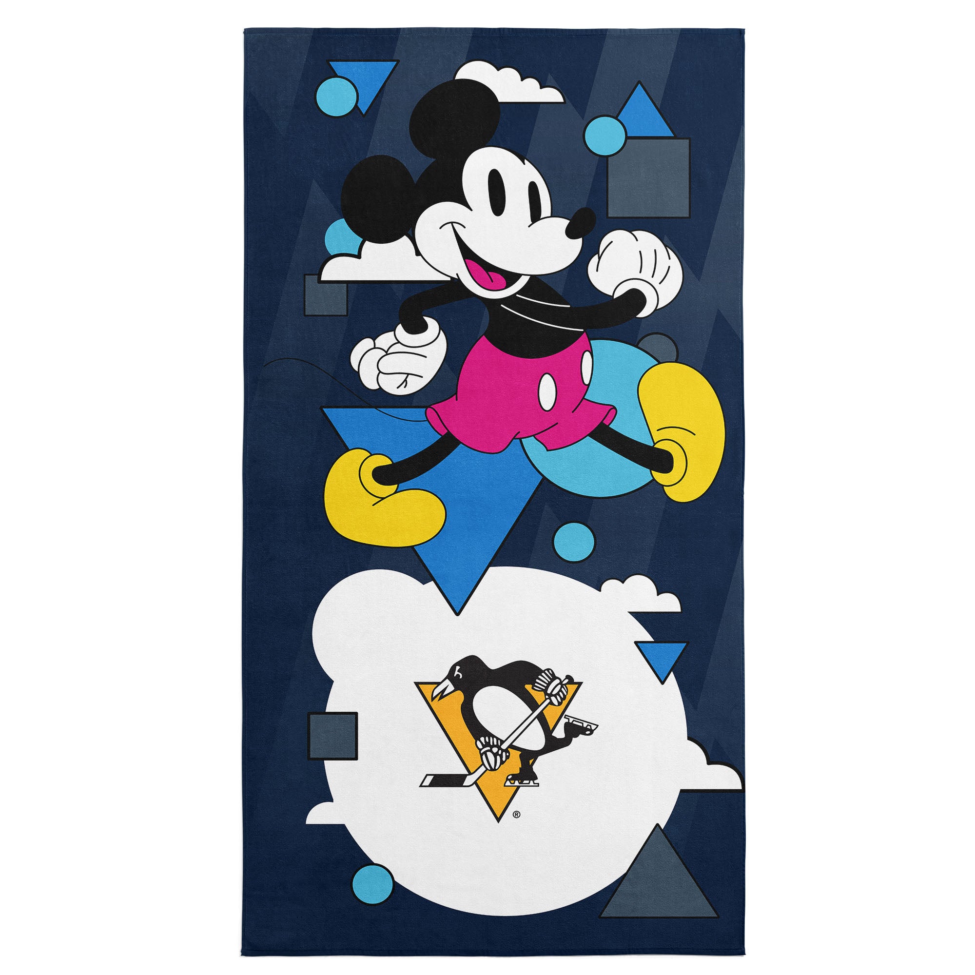 NHL Pittsburgh Penguins Disney Mickey Mouse Good Vibes Navy Microfiber Beach Towel 30x60 inches