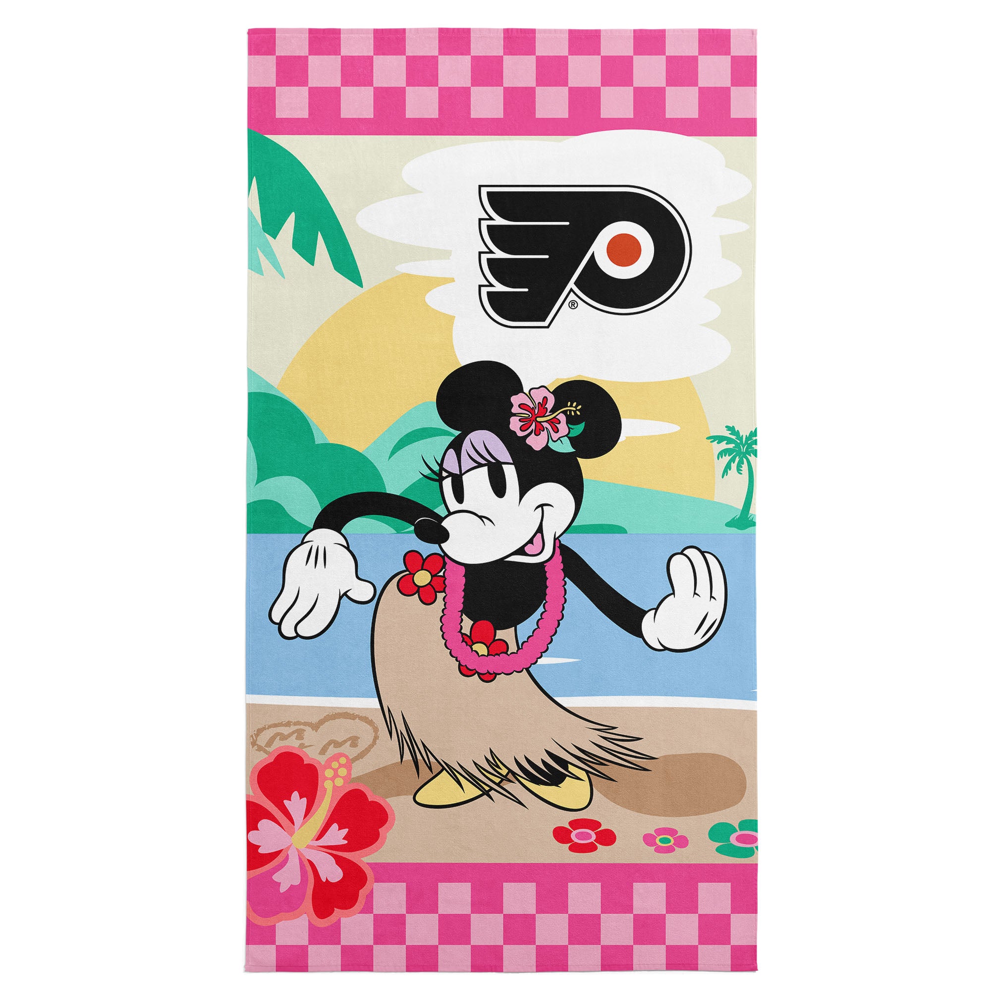 NHL Philadelphia Flyers Disney Minnie Mouse Beachy Check Pink Microfiber Beach Towel 30x60 inches