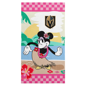 NHL Vegas Golden Knights Disney Minnie Mouse Beachy Check Pink Microfiber Beach Towel 30x60 inches