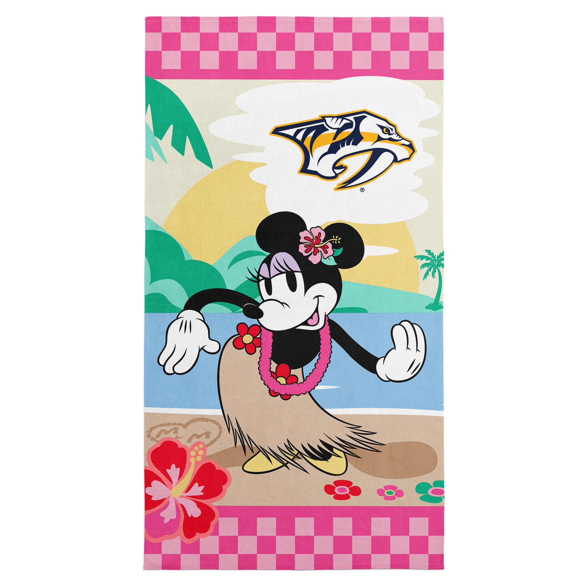 NHL Nashville Predators Disney Minnie Mouse Beachy Check Pink Microfiber Beach Towel 30x60 inches