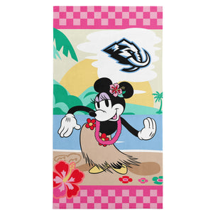 NHL Utah Mammoth Disney Minnie Mouse Beachy Check Pink Microfiber Beach Towel 30x60 inches