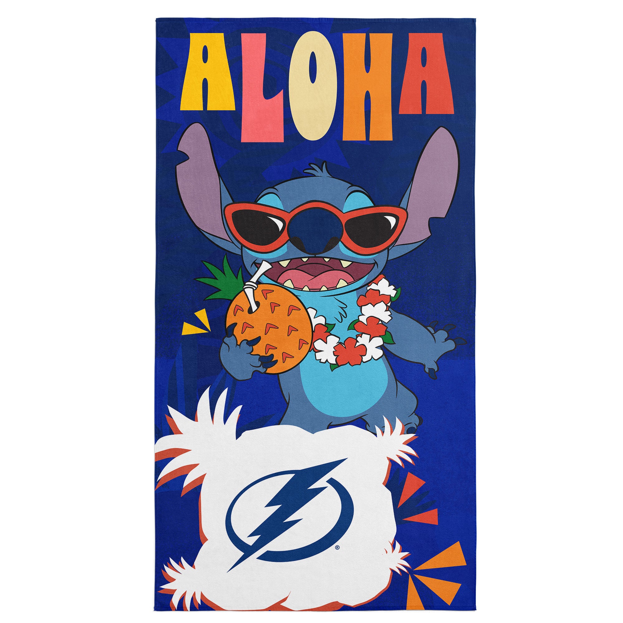 NHL Tampa Bay Lightning Disney Lilo & Stitch Tropic Royal Microfiber Beach Towel 30x60 inches