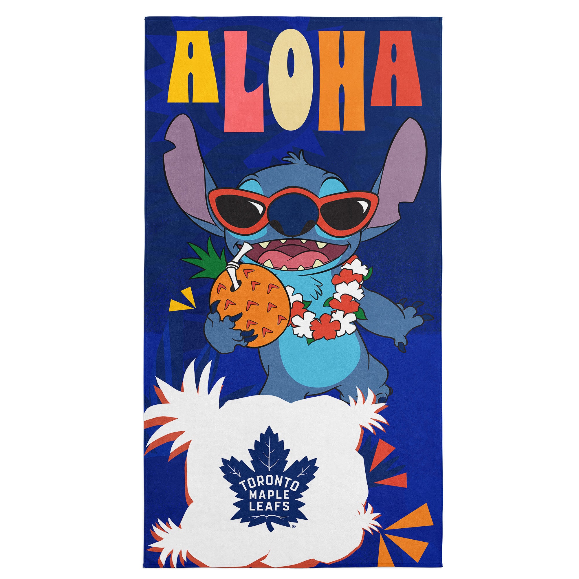 NHL Toronto Maple Leafs Disney Lilo & Stitch Tropic Royal Microfiber Beach Towel 30x60 inches