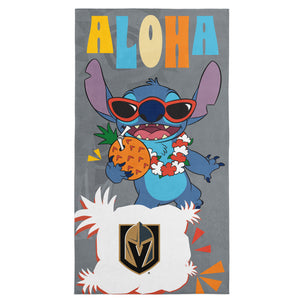 NHL Vegas Golden Knights Disney Lilo & Stitch Tropic Grey Microfiber Beach Towel 30x60 inches