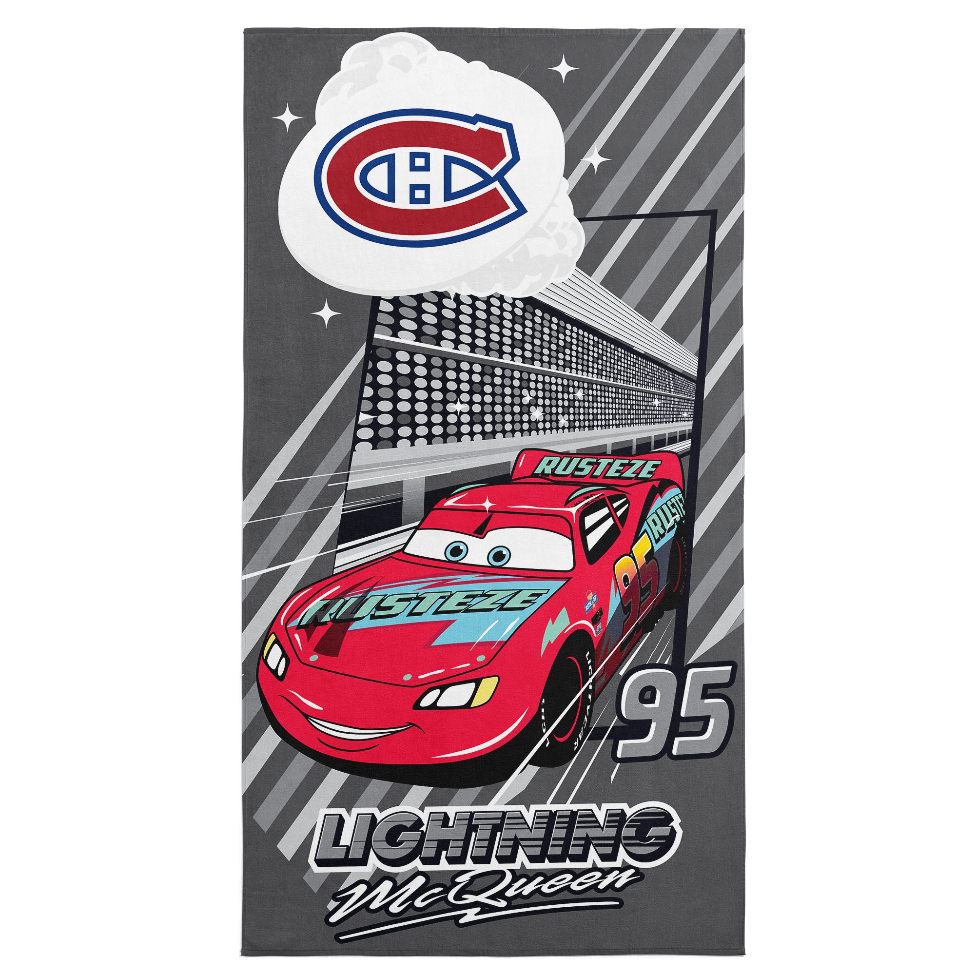 NHL Montreal Canadiens Disney Cars Speedline Grey Microfiber Beach Towel 30x60 inches