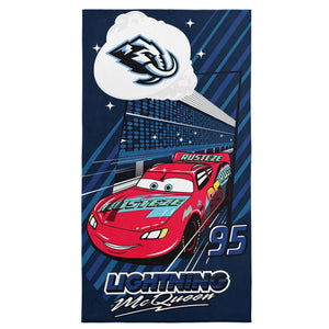 NHL Utah Mammoth Disney Cars Speedline Navy Microfiber Beach Towel 30x60 inches