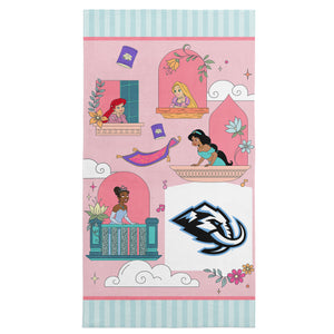 NHL Utah Mammoth Disney Princesses Window Scene Pink Microfiber Beach Towel 30x60 inches