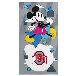 Collegiate Ohio State University Disney Mickey Mouse Good Vibes Grey Microfiber Beach Towel 30x60 inches