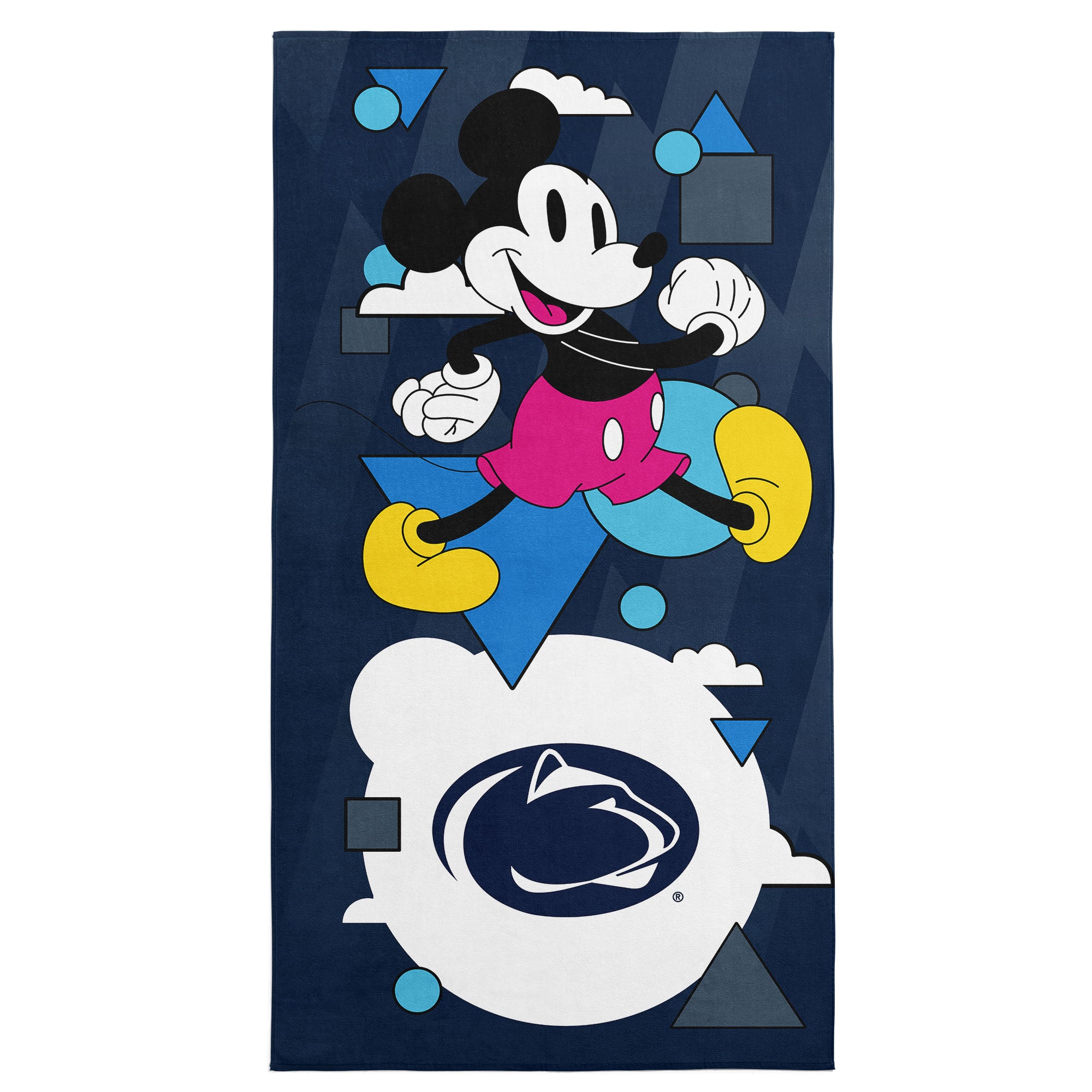 Collegiate Penn State University Disney Mickey Mouse Good Vibes Navy Microfiber Beach Towel 30x60 inches