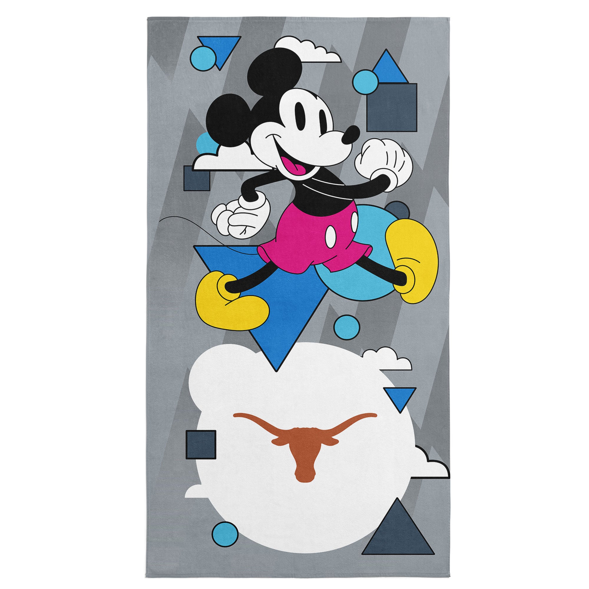 Collegiate University of Texas Disney Mickey Mouse Good Vibes Grey Microfiber Beach Towel 30x60 inches