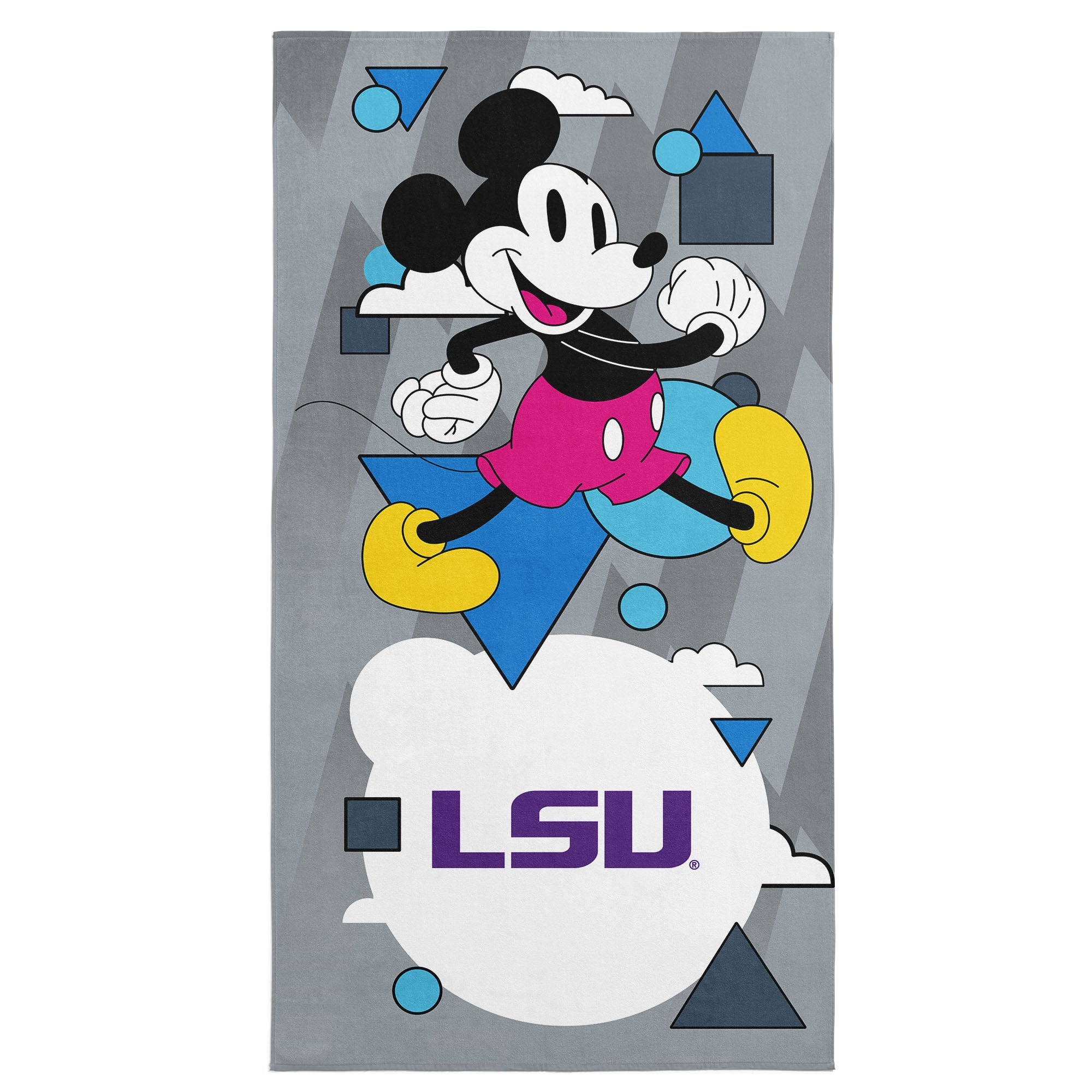 Collegiate Louisiana State University Disney Mickey Mouse Good Vibes Grey Microfiber Beach Towel 30x60 inches