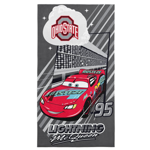 Collegiate Ohio State University Disney Cars Speedline Grey Microfiber Beach Towel 30x60 inches