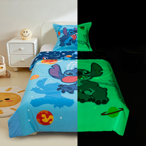 NBA Lilo and Stitch Cosmic Ball Night Glow 2-Piece Twin Comforter and Pillowcase Set